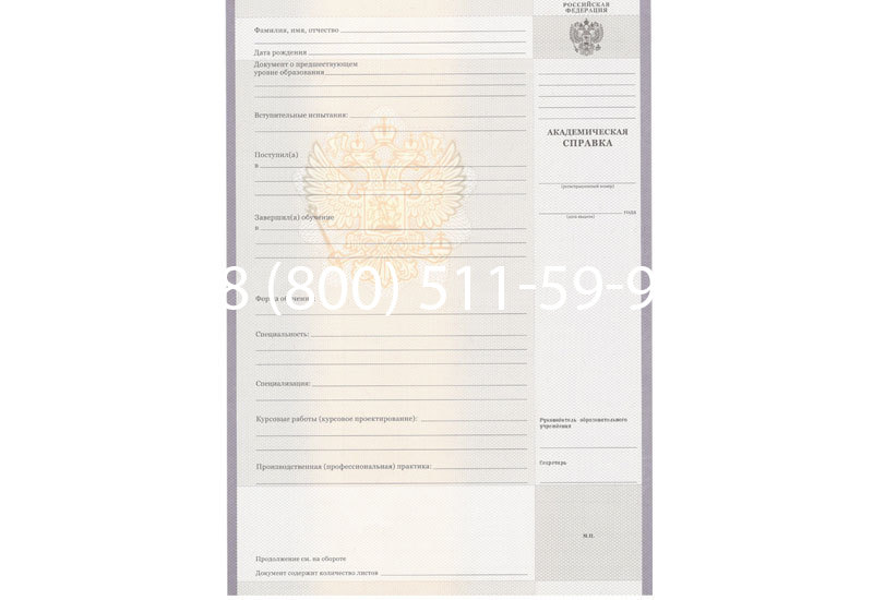 Купить Академическая справка образца 2010-2011 год для колледжа в Тюмени