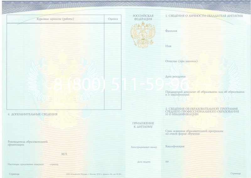 Купить Диплом колледжа (Спецбланк) 2014-2026 года в Тюмени